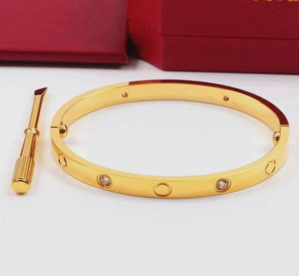 

titanium steel bangle love bracelet silver rose gold screwdriver bracelets for women and men couple jewelry with velvet bag6715398, Black