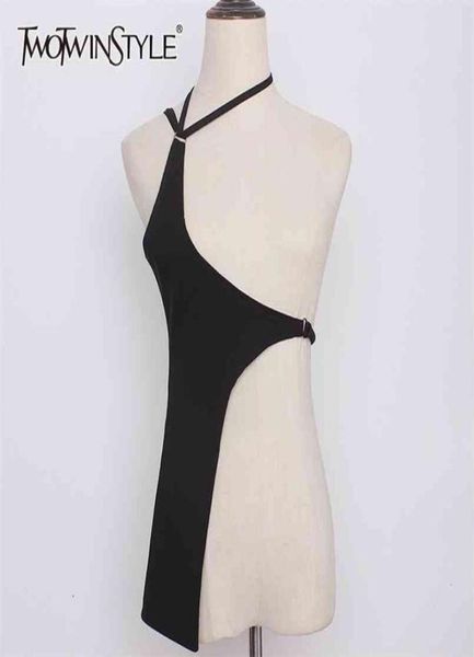 

black vests for women asymmetrical collar sleeveless bandage irregular solid tank female summer 2105244218088, White