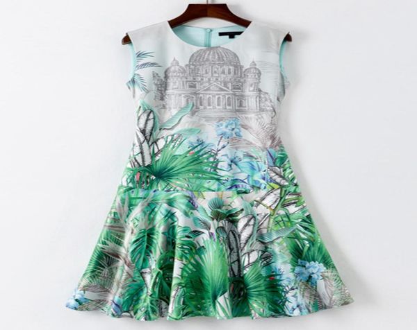 

castle print women aline dress sleeveless round neck dresses8623978, Black;gray