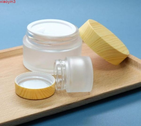 

100pcs 1oz 30g 50g 50ml cosmetic package environmental bamboo lid frosted glass bottle face cream jars emptyhigh quatity1044780