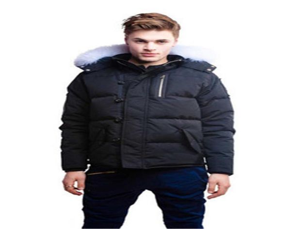 

mens down parkas hooded with real fox fur collar 34 3q jacket eur size xs2xl2846163, Black