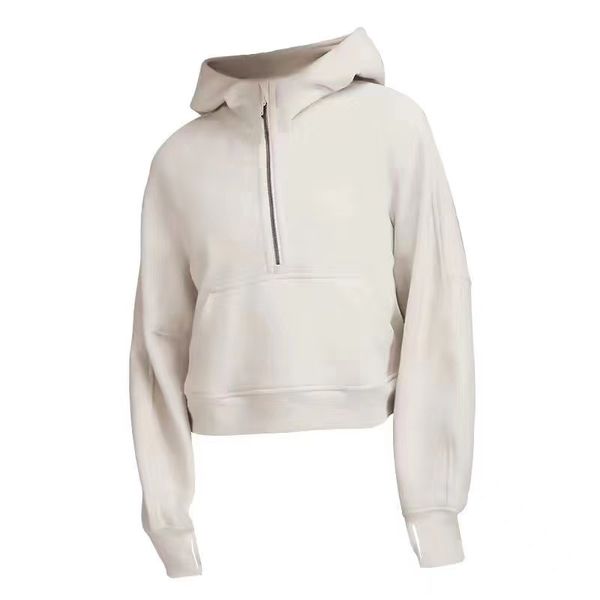 

yoga long sleeve half zipper hoodie training woman slim tech full stretch fitness cotton running popular bodybuilding tee girl l6, Gray
