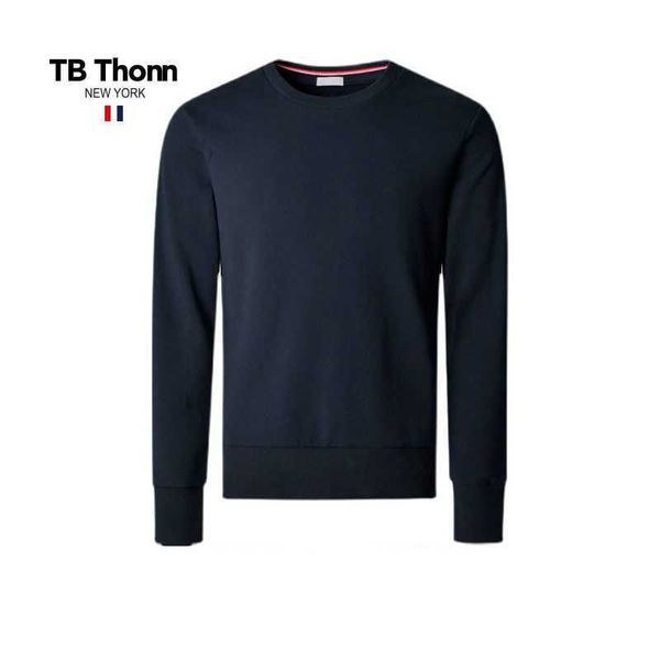 

trendy tb thonn long staple cotton heavy weight 420g all thick men's sweater casual round neck clear color underlay, Black;brown