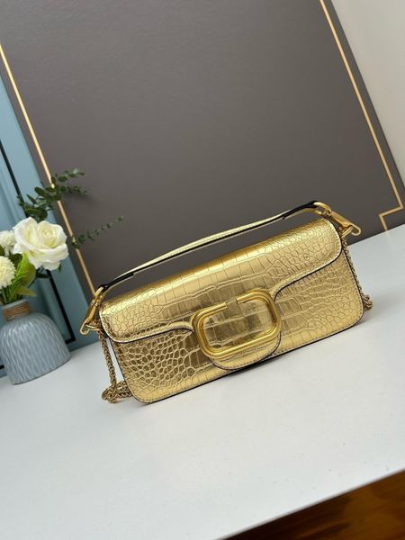 

designer fashion handbag luxury women's crossbody bag cowhide crocodile print shoulder bag 2 sizes gold chain purse classic clutch bag