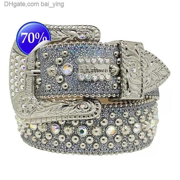

1designer bb belt simon belts for men women shiny diamond belt black blue white multicolour with bling rhinestones as gift baiying2l, Blue;gray