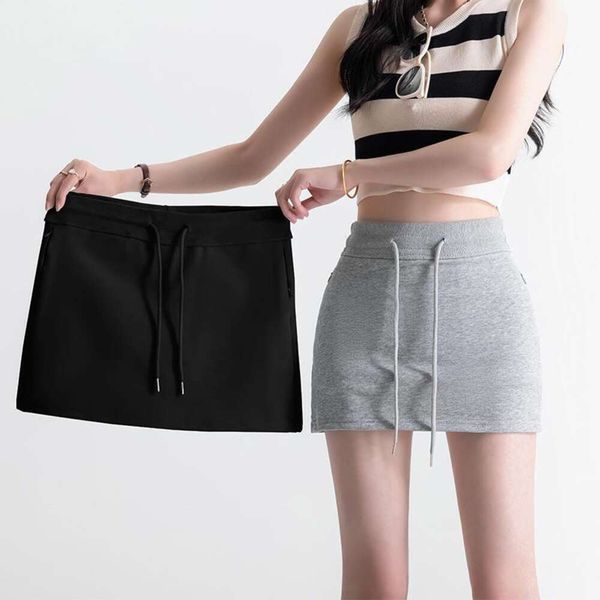 

pure lust girls drawstring sports skirt summer style high waist hip a line, Black