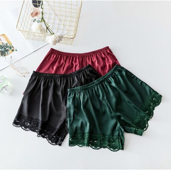 

women039s panties women lingerie shorts summer elastic waist sleep bottoms soft lace safety short pants breathable shortsw1652521, Black;pink