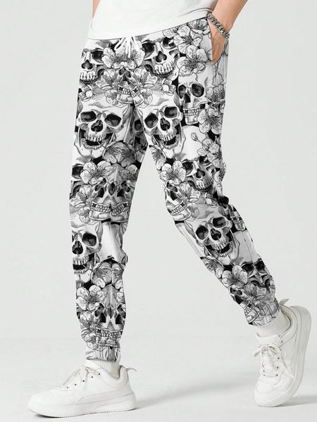 

man pants autumn and winter scary skull print pants casual trousers sport jogging tracksuits sweatpants harajuku streetwear pants s-5xl, Black