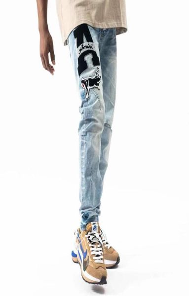 

20ss mens designer jeans distressed ripped biker slim fit motorcycle denim for men fashion jean mans pants pour hommes5336757, Blue