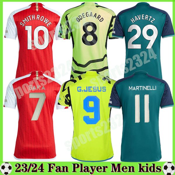 

23 24 fans player g.jesus soccer jerseys rice smith rowe saka j.timber martinelli tierney 2023 2024 football shirt men odegaard sambi fabio, Black;yellow