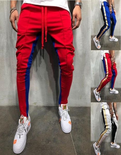 

zogaa men039s sweatpants side stripe hip hop track pants street wear skinny joggers drawstring elastic waist male casual trouse7838987, Black