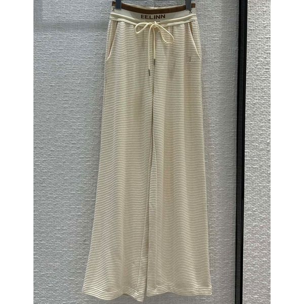

8.20 casual comfortable letter drawstring knitted wide leg pants women, Black;white