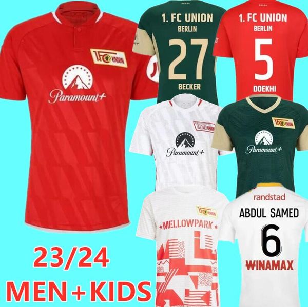 

23 24 union berlin mens soccer jerseys aaronson fofana becker kral khedira laidouni behrens khedira diogo leite trimmel 2023 2024 football s, Black;yellow