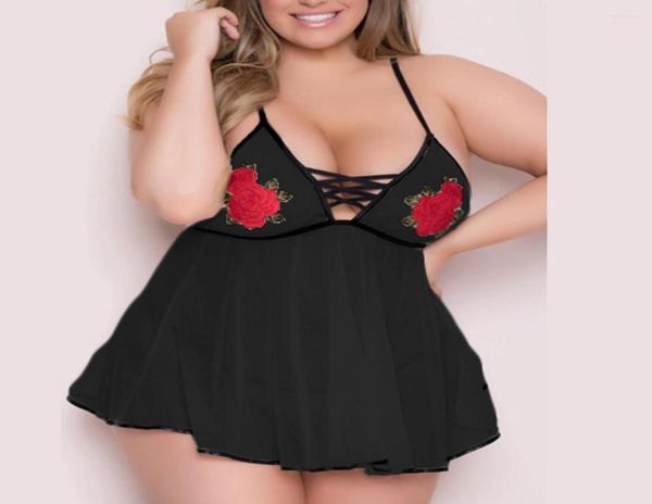 

women039s sleepwear plus size 2pcs night dress nightgown nightwear lace floral embroidery camisola lingerie sleep wear nig1350495, Black;red