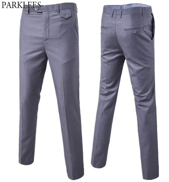 

mens business formal straight dress pants brand slim fit fashion desigen wedding groom trousers male pantalon hombre gray s6xl 211500392, Black