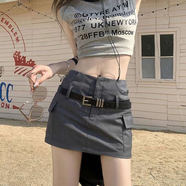 

grey skirt for women summer short suit high waist a line slim fit bump tight, Black