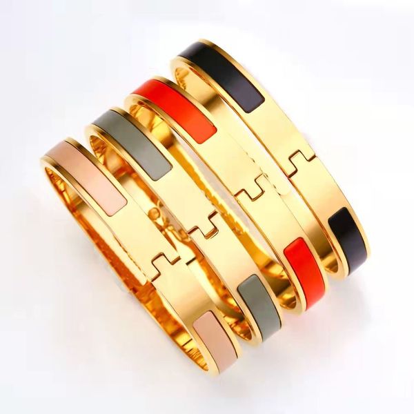 

the thin 8mm love gift bangle bracelet women designer colorful enamel gold silver letter buckle lady bracelet jewelry never fade 17cm with b, Black