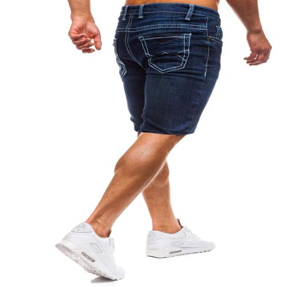

fashionnew mens pure color slim fit european size casual style denim fashionable knee length short jeans2084193, Blue