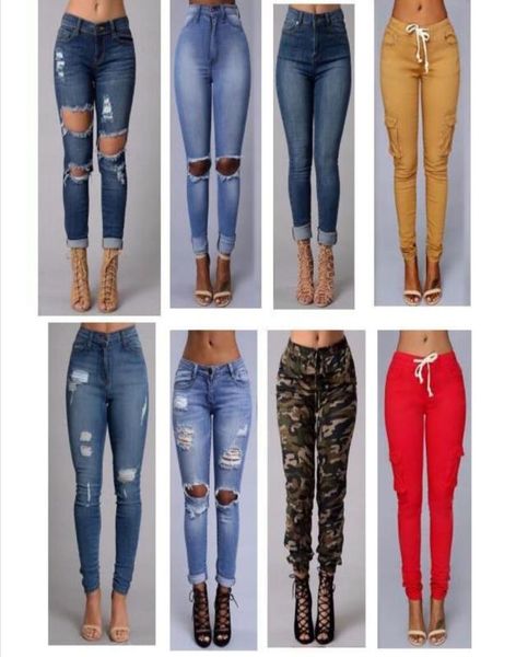 

2018 fashion new style women high waist jeans full length ripped jeans skinny for women039s jeans slim pants5655225, Blue