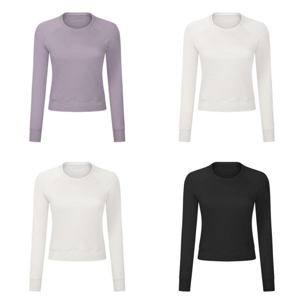 

lu women's sports t-shirt long sleeve set t-shirt moisture absorbing knitted high elastic fitness training t-shirt