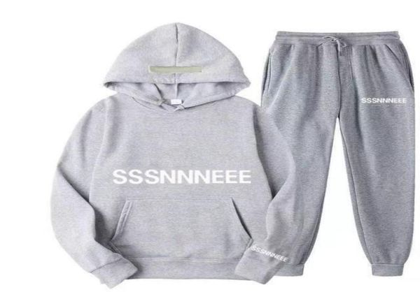 

men039s set tracksuit sets sport sweater hoodies tracksuits two piece set women sweatshirts suits track sweat suit letter print8837344, Gray
