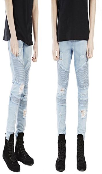 

west styles jeans rockstar jeans denim pants mens hip hop jeans patchwork washed slim hip hop biker pencil pants3006337, Blue