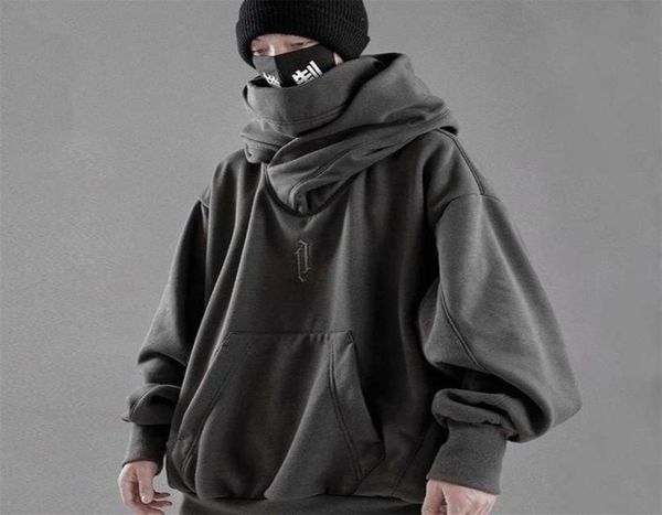 

houzhou techwear black hoodie hoodies sweatshirt with hood harajuku japanese streetwear hip hop autumn turtleneck men joggers 21119350133