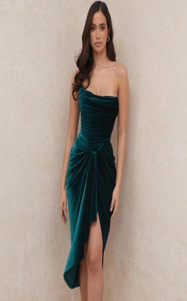 

adyce arrival women strapless deep green velvet club dress sleeveless fashion midi celebrity evening runway party casual dres1173097, Black;gray
