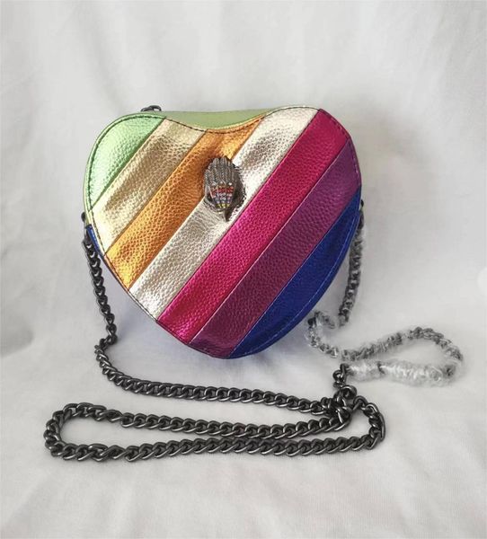 

kurt geiger heart girly small shoulder bag fashion rainbow women handbags female chain messenger bags