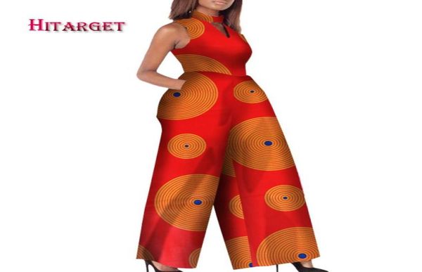 

2018 african print women jumpsuit oneck sleeveless autumn romper wide leg pants african ladies jumpsuits rompers wy22447280651, Black;white