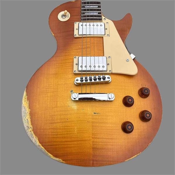 

classic electric guitar, matte finish, antique style guitar, mahogany body, ing