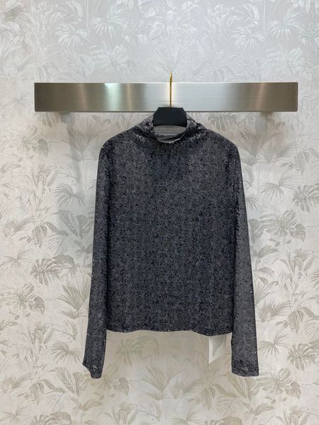 

2023 autumn women half neck t shirts fashion letter design long sleeve tshirts lady loose tees luxury casual, White