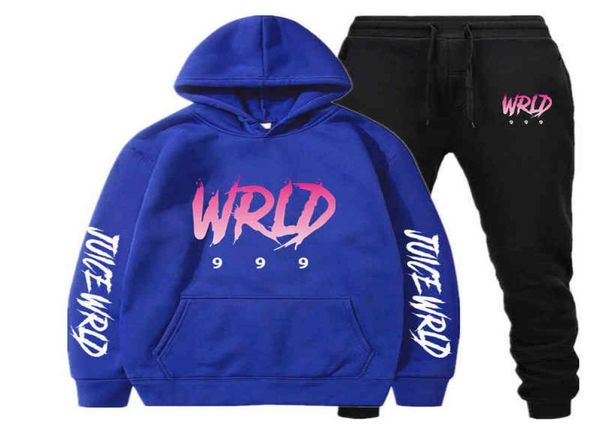 

men sets hoodiespants sportswear juice wrld print fleece pullover joggers sweatpants autumn winter harajuku casual tracksuit g1203153166, Gray
