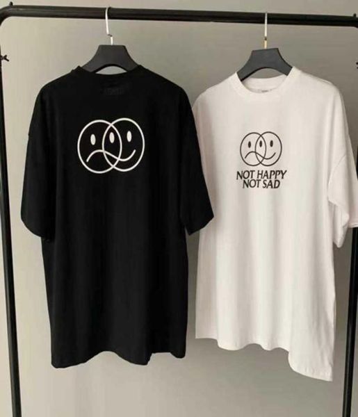 

2021ss casual oversize embroidery s tshirt men women 11 vtm tee s shop not happy not sad t shirt x071398664, White;black