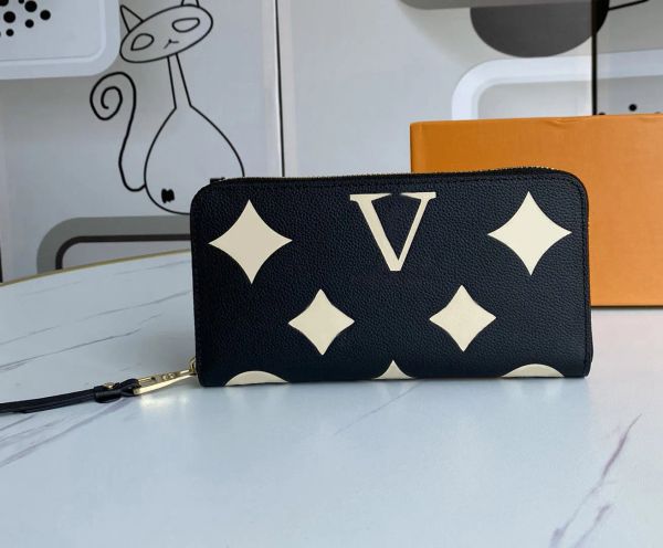 

fashion designer womens wallet luxury pochette felicie purses flower letter empreinte credit card holders high-quality long money clutch bag, Red;black