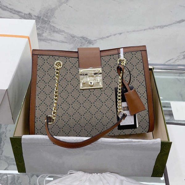 

tote padlock luxury bag women's classic handbag chain shoulder bags women large shopping backpacks leather handle hardware hasp lock pr
