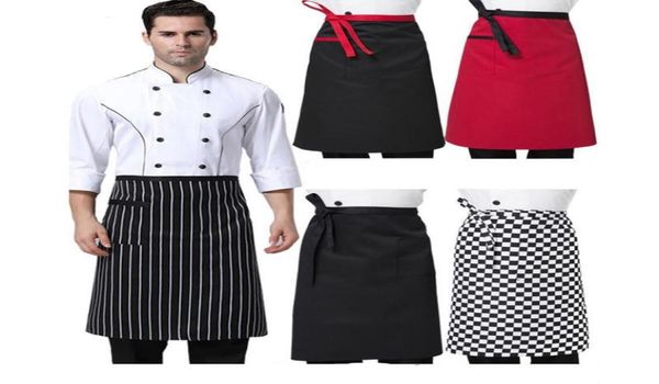 

kitchen aprons halflength long waist apron with pockets cook039s catering chefs waiters uniform cook durable wears kitchen038675855, Black;white