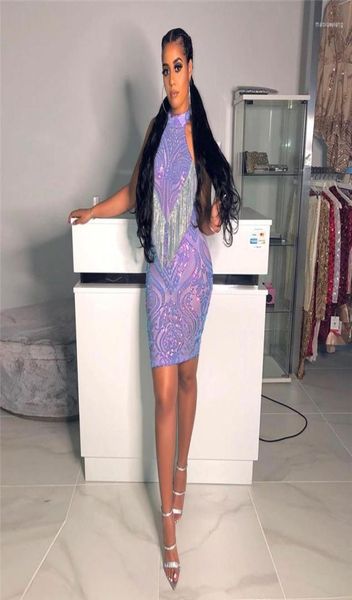 

casual dresses high street women39s dinner summer product recommended sleeveless round neck tassel spliced shiny party dress9683201, Black;gray