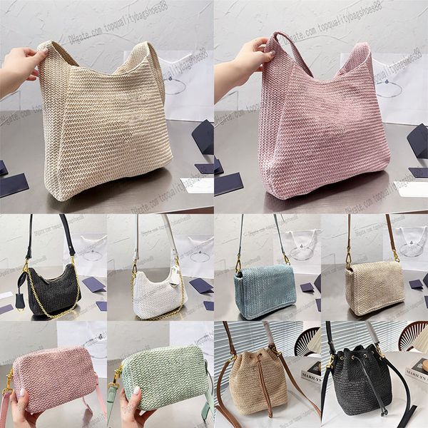 

crochet shoulder bag designer raffia straw summer handbag women's mens weave beach vacation tote bag leather crossbody fashion handbags