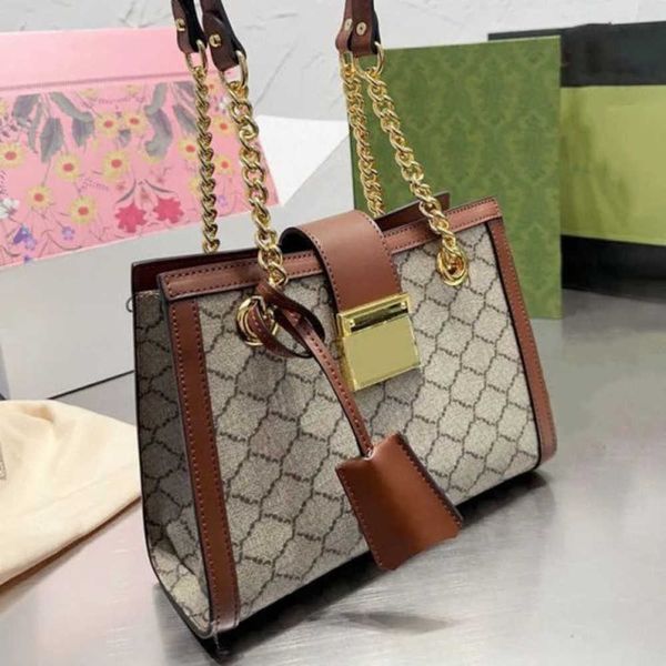 

luxury brand chain bag women's tote handbag crossbody bags women handbags padlock buckle inner double pocket classic letter prints gold