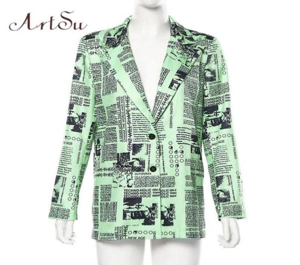 

ladies jackets and blazers newspaper print blazers women long sleeve outfit long coats loose jackets 2020 asco603435022869, Black;brown