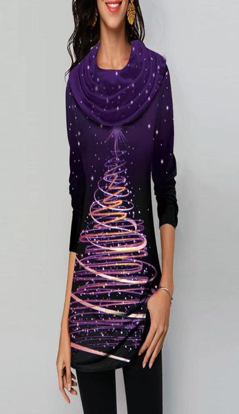 

christmas women039s blouse shirt fashion christmas trees printed lax round collar long sleeve female casual ladies clothes1608268, White