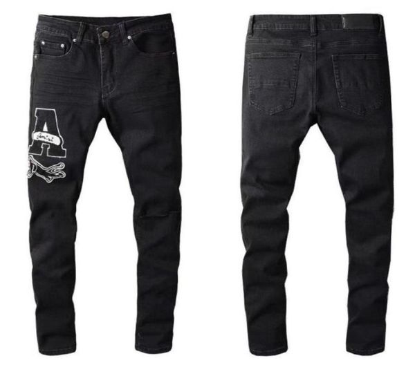 

summer popular mens jeans hiphop zipper hole washed jean am pant men designer clothes cool guy denim man jeans embroidery biker p77271873, Blue