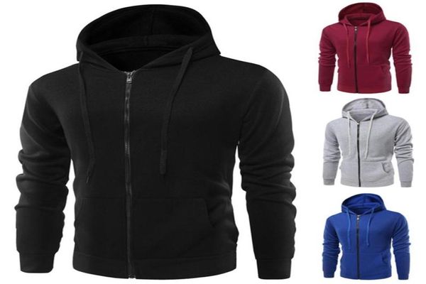 

autumn and winter new men039s hoodie pure color casual and comfortable slim sweater jacket simple and versatile203w8712945, Black
