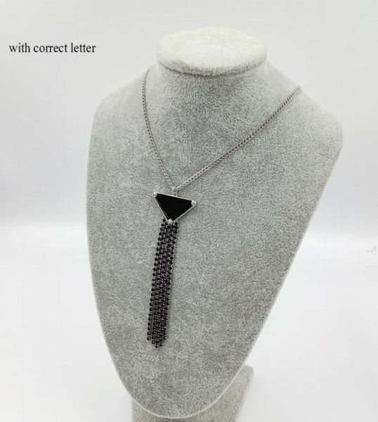 

women triangle pendant necklace with stamp letter tassel necklaces for gift party jewelry accessories3902185, Silver
