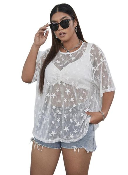 

plus star mesh drop shoulder without cami k01j01243707503826705, Black