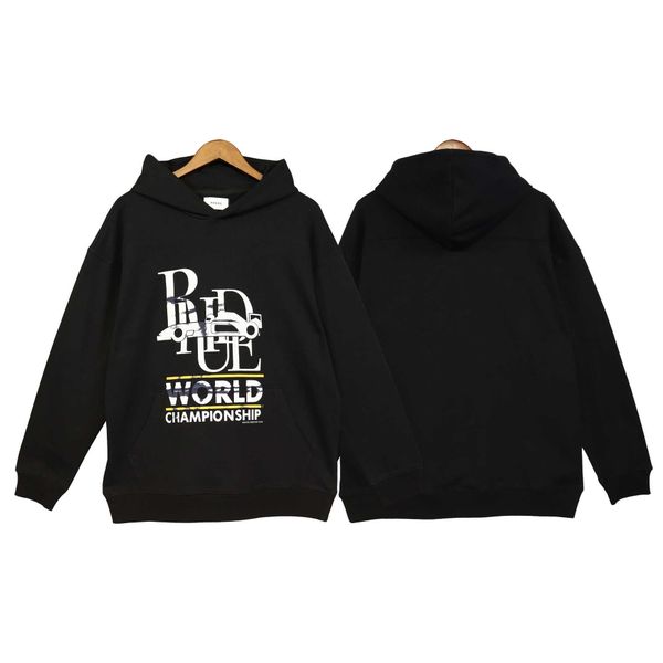 

men's hoodies sweatshirts rhude autumn hooded sweater american street fashion brand loose casual printing for men and women unzk, Black