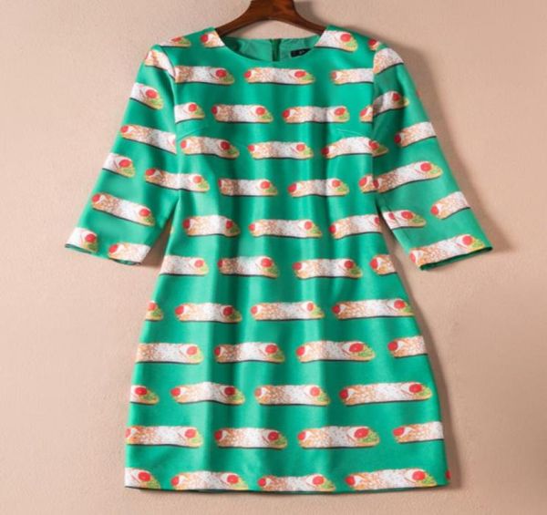 

fashion print women sheath dress 34 sleeve round neck casual dresses 07k8049022495, Black;gray