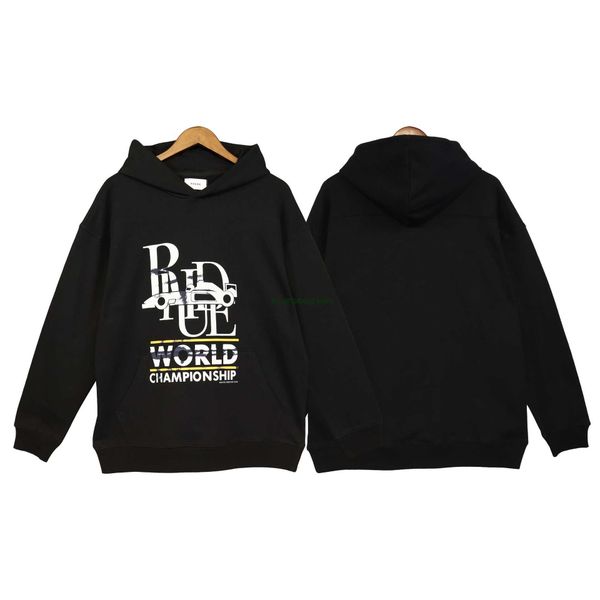 

ljni men's hoodies sweatshirts rhude autumn hooded sweater american street fashion brand loose casual printing for men and women, Black