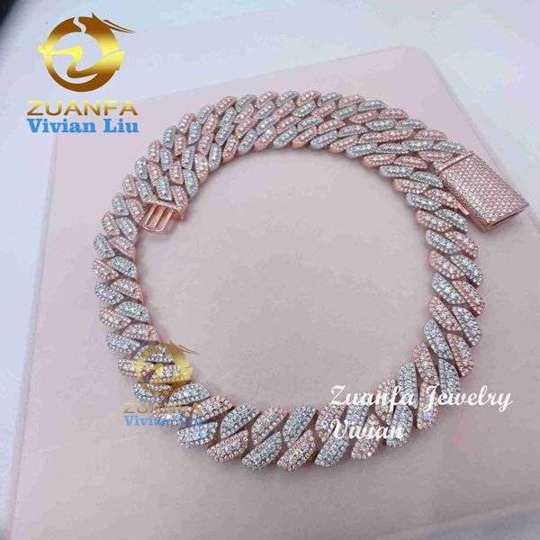 

luxury iced out vvs moissanite 925 sterling silver custom wholesale cuban link chain
